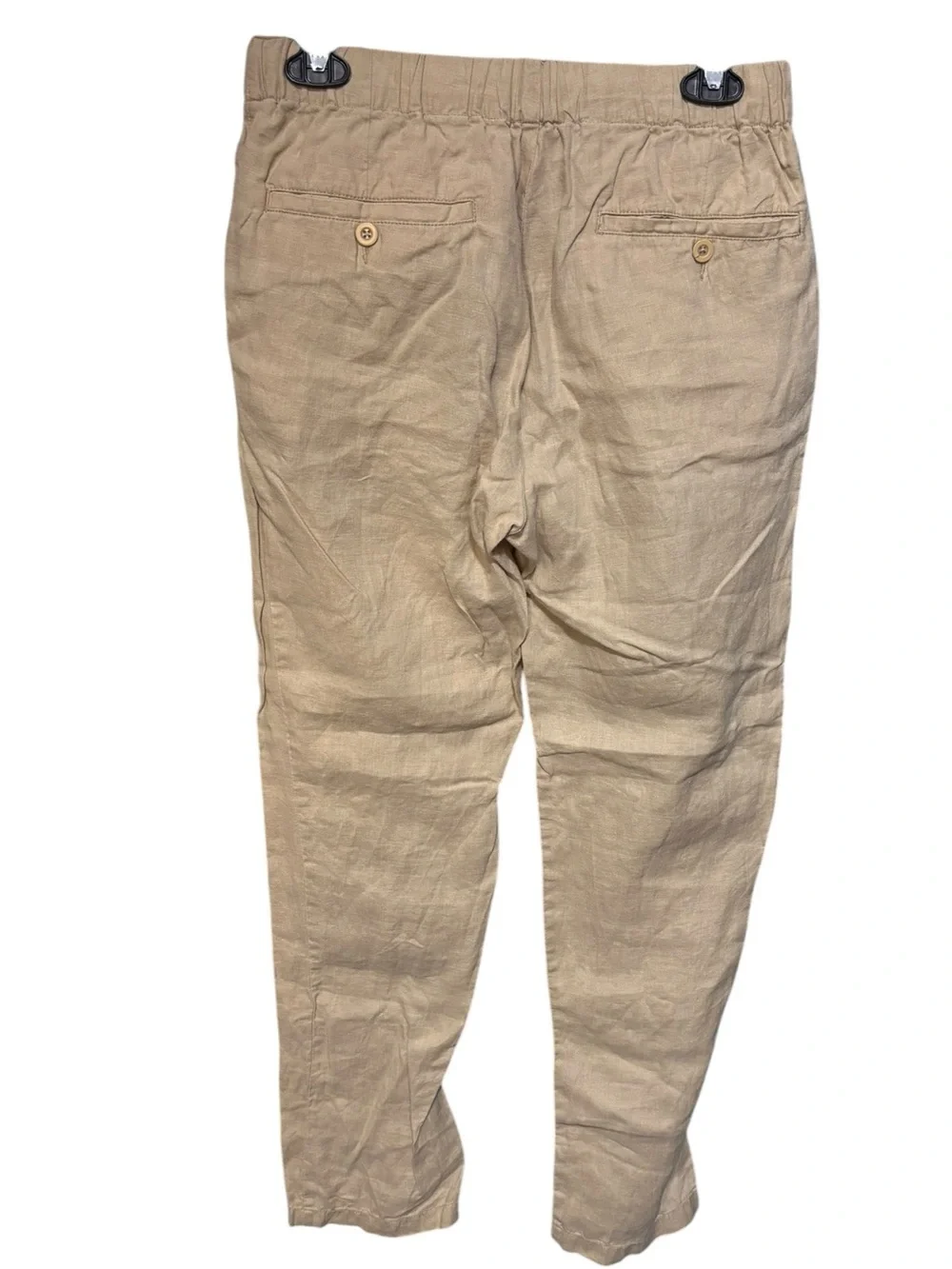 Quince Tan Elastic-Waist 100% Flax Chinos